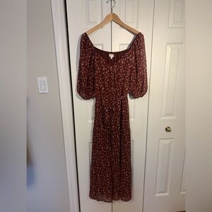 Reitmans Burgundy Floral Long Sleeve Dress
